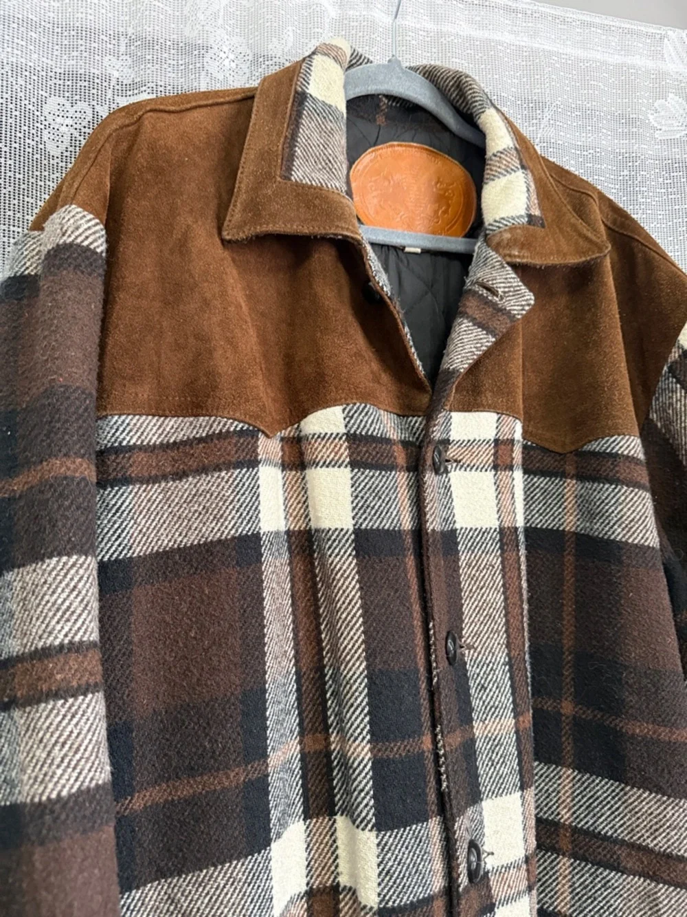Vintage Laurence Roy suede and wool plaid jacket - Picture 2 of 6